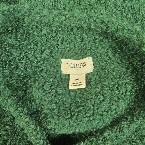J Crew Sweater Womens Med Green Wool Alpaca Blend Bouclé Mockneck Cozy Minimal - Picture 7 of 7